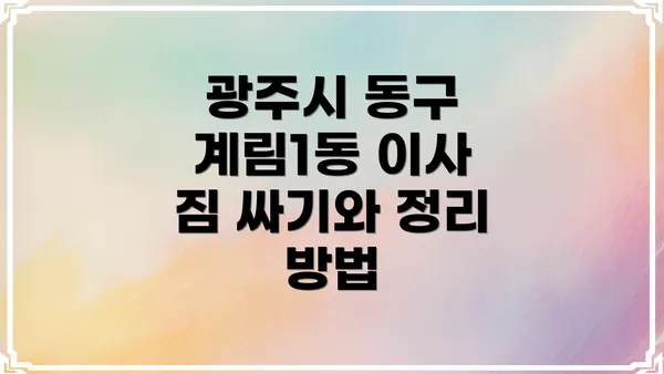 광주시 동구 계림1동 이사 짐 싸기와 정리 방법