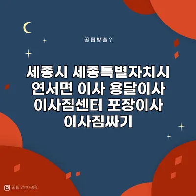 세종시 세종특별자치시 연서면 이사 용달이사 이사짐센터 포장이사 이사짐싸기