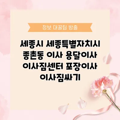 세종시 세종특별자치시 종촌동 이사 용달이사 이사짐센터 포장이사 이사짐싸기