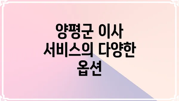 양평군 이사 서비스의 다양한 옵션