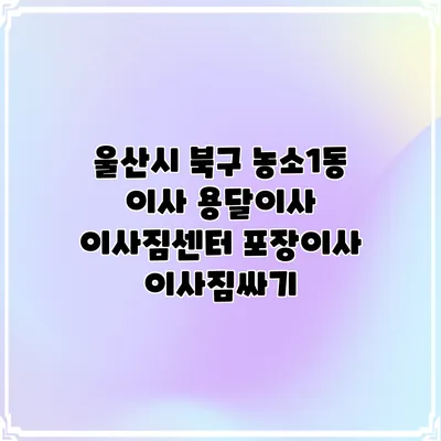 울산시 북구 농소1동 이사 용달이사 이사짐센터 포장이사 이사짐싸기